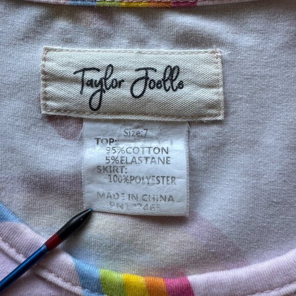 TAYLOR JOELLE Rainbow Dress Girls 7 Care Bears Pink Tulle Twirl 80's Nostalgia - Picture 4 of 4